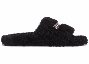 Balenci Furry Slides Black