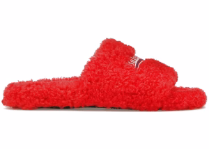 Balenci Furry Slides Red