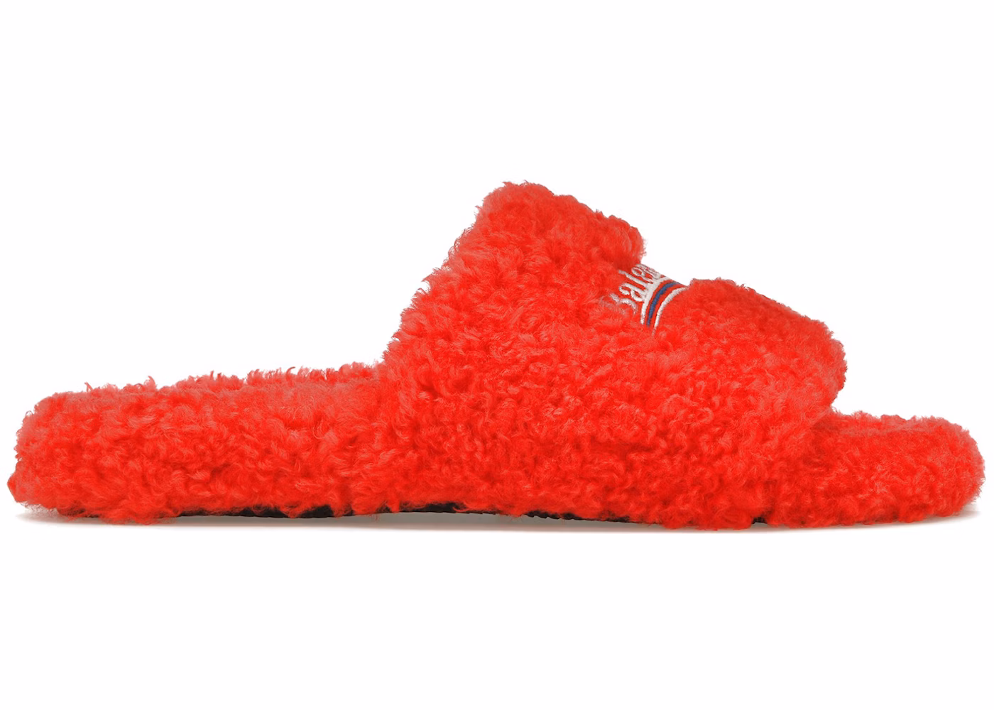 Balenci Furry Slides Red